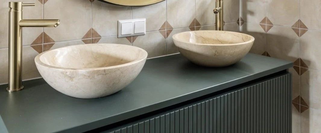 Waskom Beige Marmer - Afbeelding 2