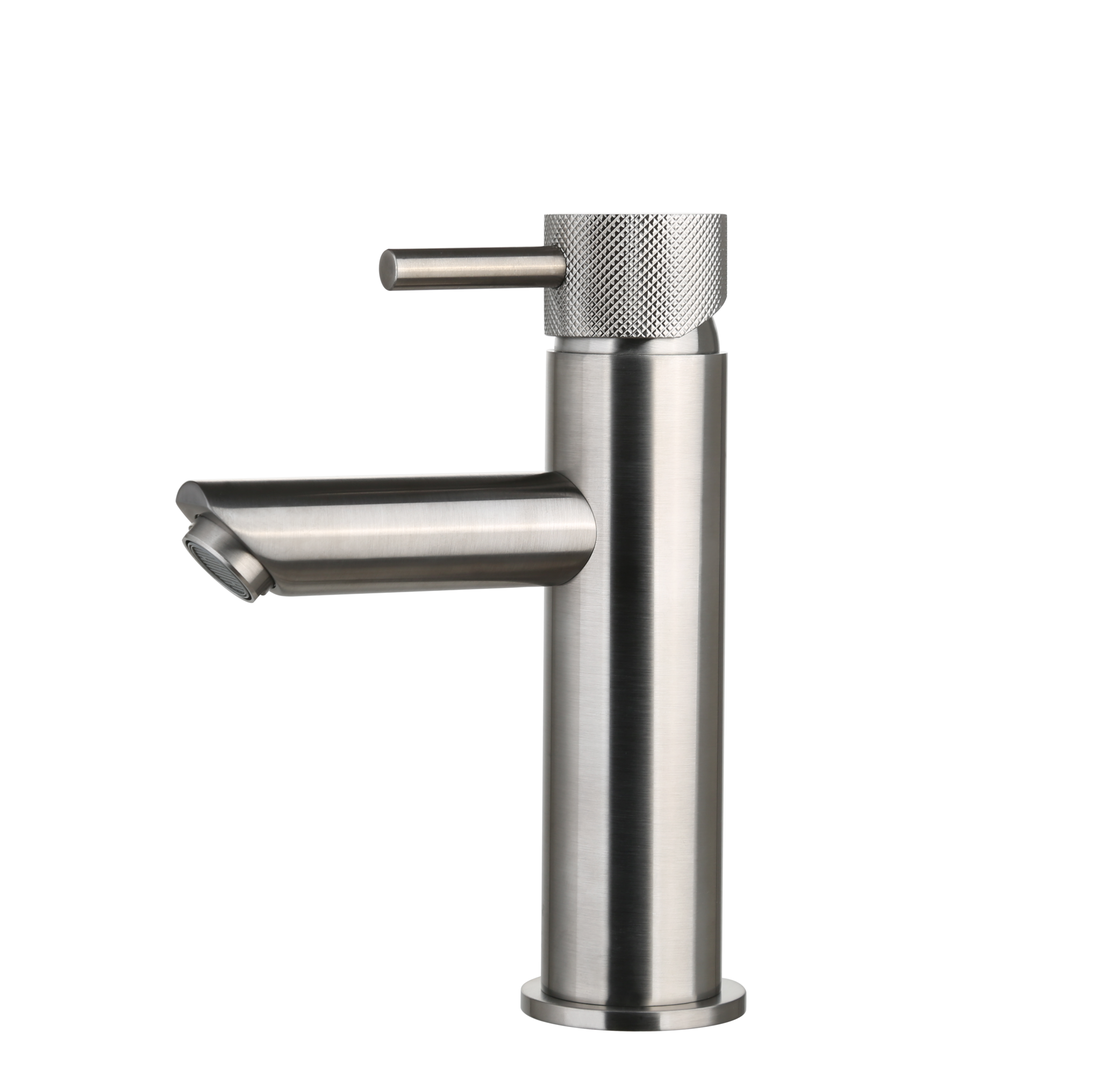 Wastafelmengkraan opbouw Mia Gun Metal met geribbeld knop